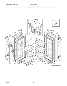 Fresh Food Door Diagram and Parts List for ERFG2393AS2  Frigidaire Refrigerator