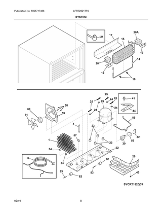 System Diagram and Parts List for LFTR2021TF9  Frigidaire Refrigerator