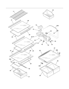Shelves Diagram and Parts List for FFHI1817LB6  Frigidaire Refrigerator