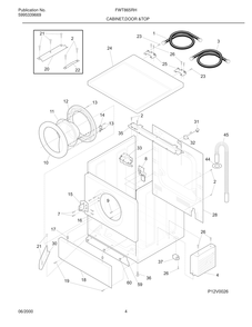 Cabinet, Door And Top Diagram and Parts List for FWT865RHS0  Frigidaire Washer