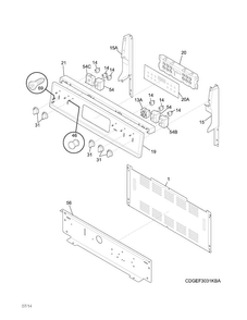 Backguard Diagram and Parts List for CGEF3030PFB  Frigidaire Range
