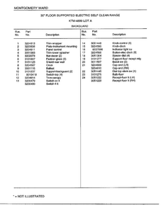 Backguard Page 2 Diagram and Parts List for 4899A  Frigidaire Range