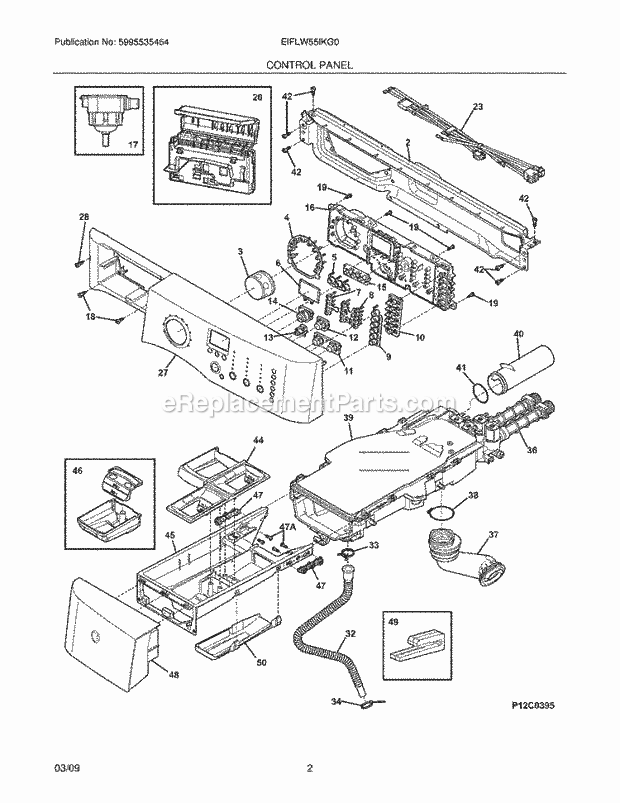 Control Panel Diagram and Parts List for EIFLW55IKG0  Electrolux Washer