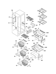 Shelves Diagram and Parts List for FRS20ZGGB3  Frigidaire Refrigerator