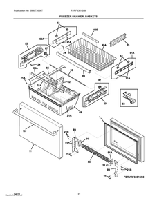 Freezer Drawer, Baskets Diagram and Parts List for RVRF3361SS6  Frigidaire Refrigerator