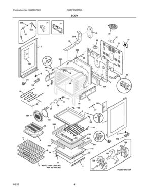 03 - BODY Diagram and Parts List for CGEF3062TDA  Frigidaire Range