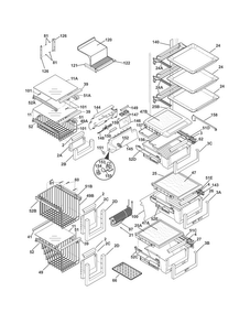 Shelves Diagram and Parts List for EW23CS85KS2  Electrolux Refrigerator