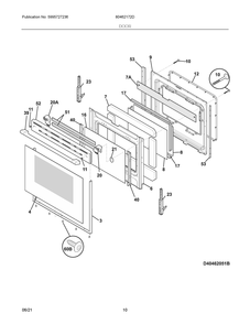 Door Diagram and Parts List for 80462172D  Frigidaire Range