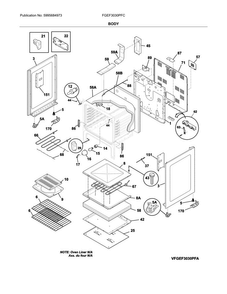 Body Diagram and Parts List for FGEF3030PFC  Frigidaire Range