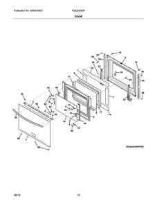 Door Diagram and Parts List for FGES3065PBH  Frigidaire Range