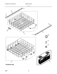 Racks Diagram and Parts List for CDBEH351UB0A  Frigidaire Dishwasher