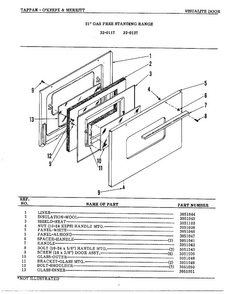 Visualite Door Page 2 Diagram and Parts List for 32-0127  Frigidaire Range
