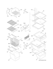Shelves Diagram and Parts List for FGHS2631PE1  Frigidaire Refrigerator