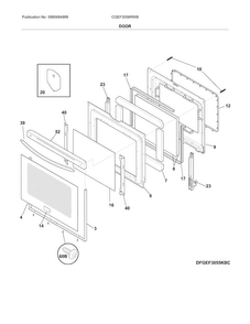 Door Diagram and Parts List for CGEF3058RWB  Frigidaire Range