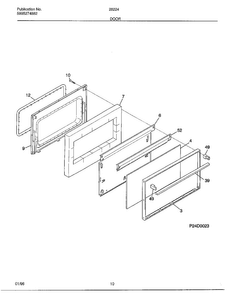 Door Diagram and Parts List for 282247B  Frigidaire Range