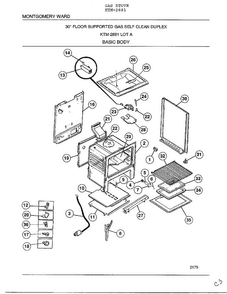 Basic Body Diagram and Parts List for 2881  Frigidaire Range