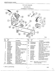 Console And Controls Diagram and Parts List for 6506-87D  Frigidaire Washer
