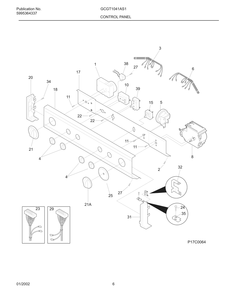 Control Panel Diagram and Parts List for GCGT1041AS1  Frigidaire Dryer
