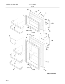 Door Diagram and Parts List for FFTR1514QB7A  Frigidaire Refrigerator
