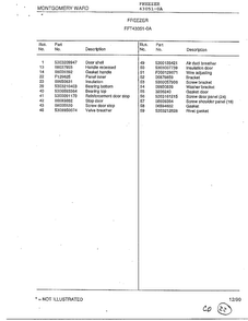 Freezer Page 2 Diagram and Parts List for 43051-0A  Frigidaire Freezer