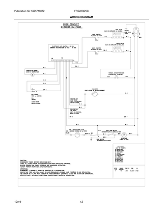 Wiring Diagram Diagram and Parts List for FFGW2425QWC  Frigidaire Wall Oven