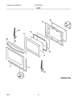 05 - Door Diagram and Parts List for FFEF3052TSB  Frigidaire Range