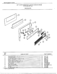 30" Floor/backguard Diagram and Parts List for 4448B  Frigidaire Range