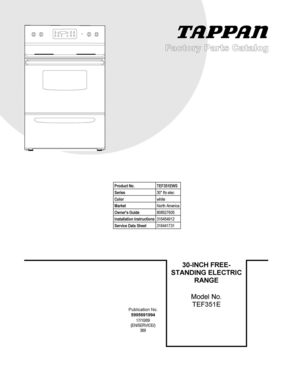 01 - COVER SHEET Diagram and Parts List for TEF351EWS  Frigidaire Range