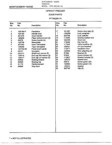 Upright Freezer/door Parts Page 2 Diagram and Parts List for 49258-7A  Frigidaire Freezer