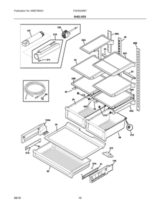 Shelves Diagram and Parts List for FGHD2368TF3  Frigidaire Refrigerator