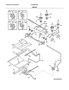 Burner Diagram and Parts List for FFGS3026TSB  Frigidaire Range