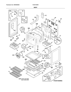 Body Diagram and Parts List for FGEF3058RWB  Frigidaire Range