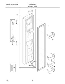 Freezer Door Diagram and Parts List for GRSS2652AD7  Frigidaire Refrigerator