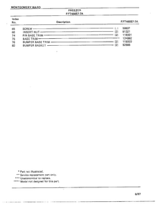 Freezer Page 9 Diagram and Parts List for 46657A-7  Frigidaire Freezer
