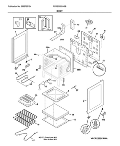 Body Diagram and Parts List for FCRE305CASB  Frigidaire Range