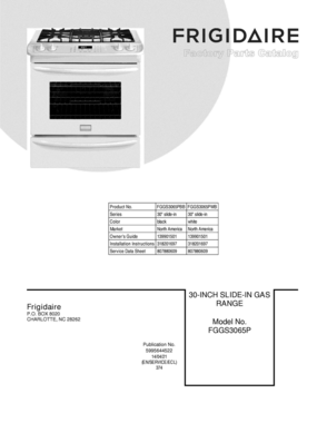 01 - COVER Diagram and Parts List for FGGS3065PBB  Frigidaire Range