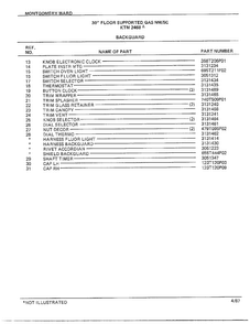 30" Floor/backguard Page 2 Diagram and Parts List for 2468A  Frigidaire Range