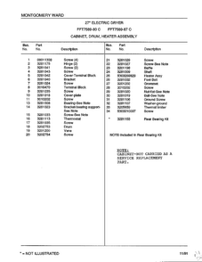 Cabinet/drum/heater Assembly Page 2 Diagram and Parts List for 7589-80C  Frigidaire Dryer