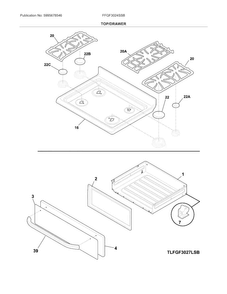 Top/drawer Diagram and Parts List for FFGF3024SSB  Frigidaire Range