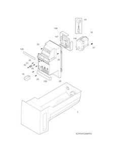 Ice Container Diagram and Parts List for 25370443414  Kenmore Refrigerator
