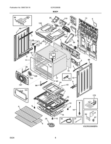 Body Diagram and Parts List for GCRG3060BDA  Frigidaire Range