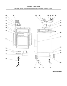 Control Panel/door Diagram and Parts List for 58714652201B  Kenmore Dishwasher