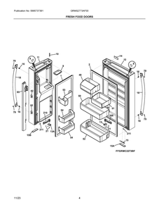 Fresh Food Doors Diagram and Parts List for GRMS2773AF00  Frigidaire Refrigerator