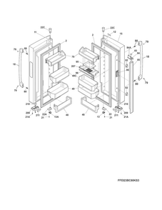 Fresh Food Door Diagram and Parts List for EI23BC60KS4A  Electrolux Refrigerator