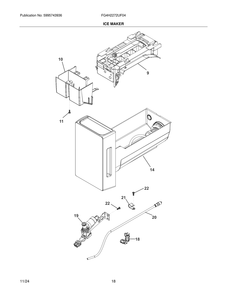 Ice Maker Diagram and Parts List for FG4H2272UF04  Frigidaire Freezer