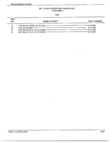 30" Floor/top Page 2 Diagram and Parts List for 2458A  Frigidaire Range