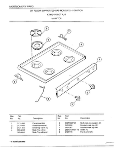 30" Floor/main Top Diagram and Parts List for 2450C  Frigidaire Range