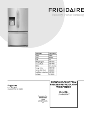 01 - COVER SHEET Diagram and Parts List for LGHD2369TF1  Frigidaire Refrigerator