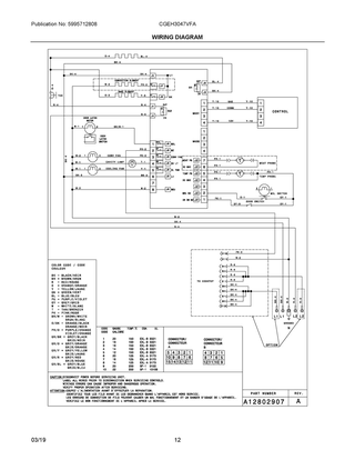 Wiring Diagram Diagram and Parts List for CGEH3047VFA  Frigidaire Range