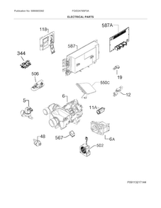 Electrical Parts Diagram and Parts List for FGID2479SF0A  Frigidaire Dishwasher